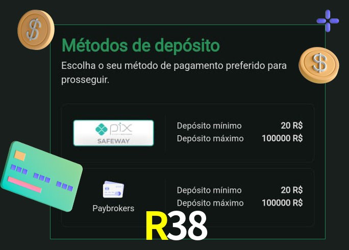 O cassino R38 oferece uma grande variedade de métodos de pagamento